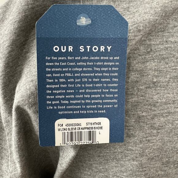 NWT Life is Good Long Sleeve Crusher Tee Happiness is Home V-Neck Gray L NEW - Picture 10 of 12